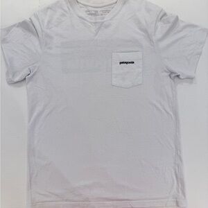 Patagonia Men White Pocket T-shirt Logo Sustainable